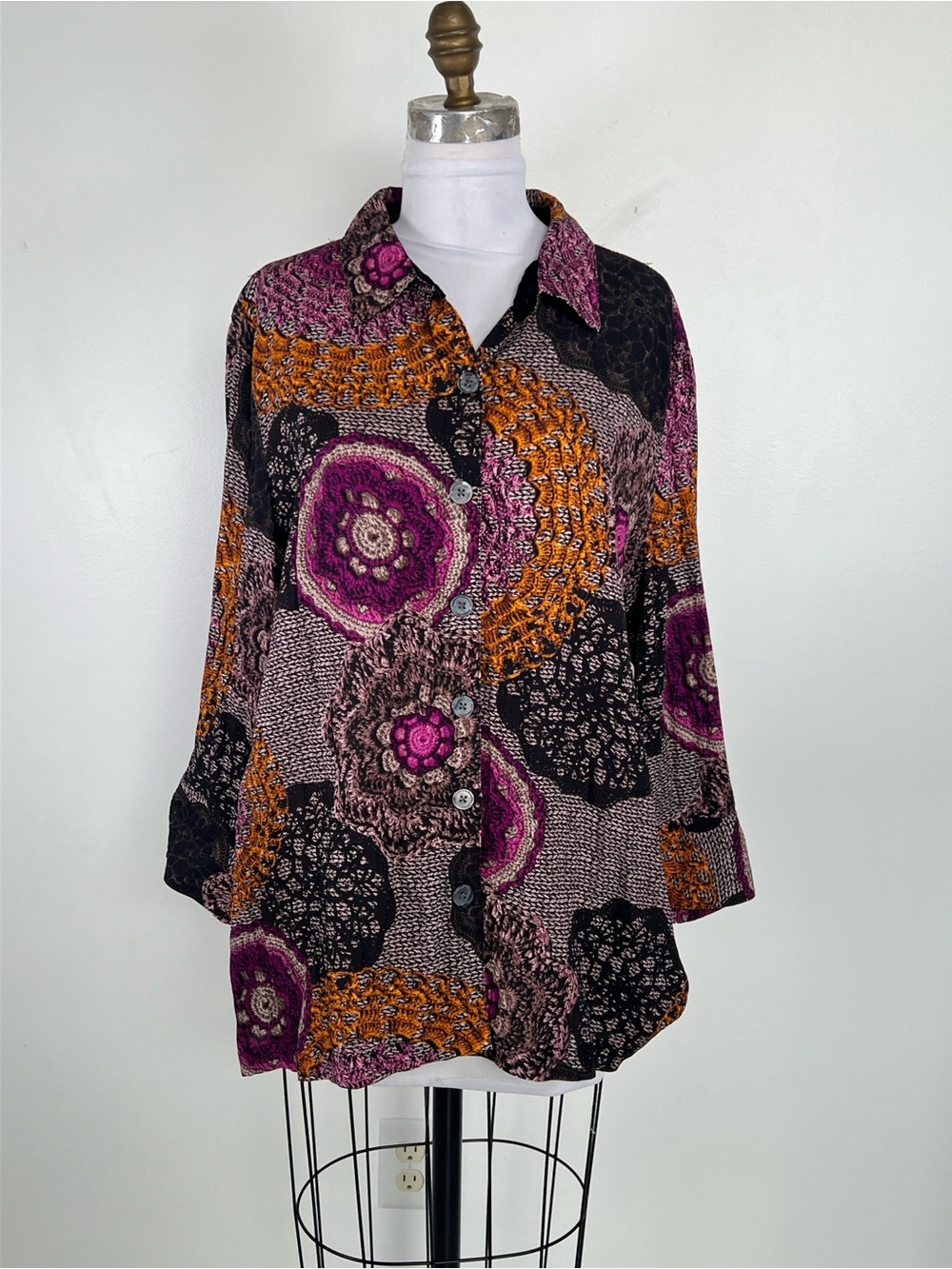 EUC! John Mark Women’s Tunic Multicolor Long Sleeve Art To Wear Size XL